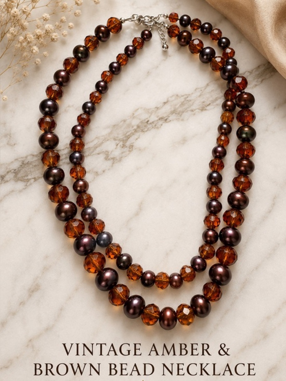 ❤️🤎 Premier Designs Multi-Strand Brown & Gold Beaded Statement Necklace